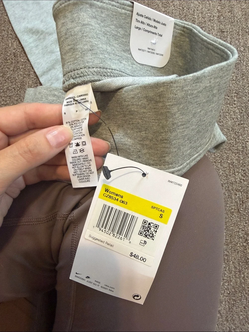 Womens Grey Nike Graphic Sweatpants with White Lettering